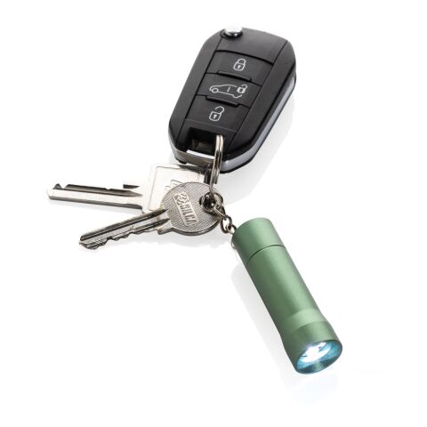Flash Schlüsselanhänger-Taschenlampe aus RCS rec. Aluminium grün | ohne Werbeanbringung | Nicht verfügbar | Nicht verfügbar