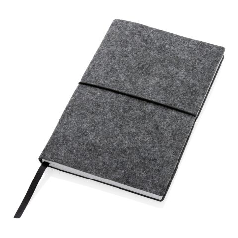 A5-Softcover-Notizbuch aus GRS-zertifiert recyceltem Filz schwarz | ohne Werbeanbringung | Nicht verfügbar | Nicht verfügbar