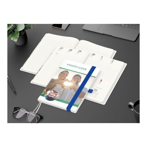 Wochenkalender vorne + Notizen hinten Match-Hybrid RECYCLING Papier-Hardcover A5 Mittelblau | DIN A5 | ohne Werbeanbringung | recyceltes Papier matt