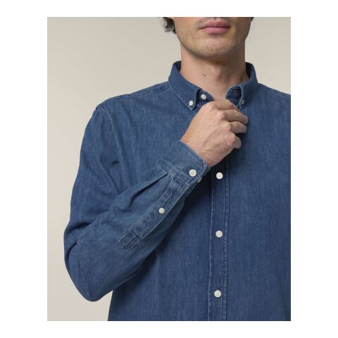 POD Stanley&amp;Stella - Stanley Denim Shirt Mittelblau | M | DTF Linke Brust