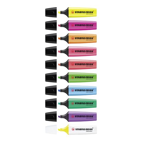 STABILO BOSS ORIGINAL 4er-Set Leuchtmarkierer 4-farbiger Siebdruck
