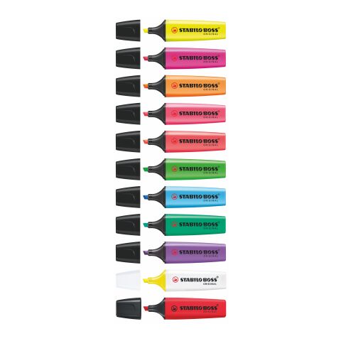 STABILO BOSS ORIGINAL 3er-Set Leuchtmarkierer 4-farbiger Siebdruck