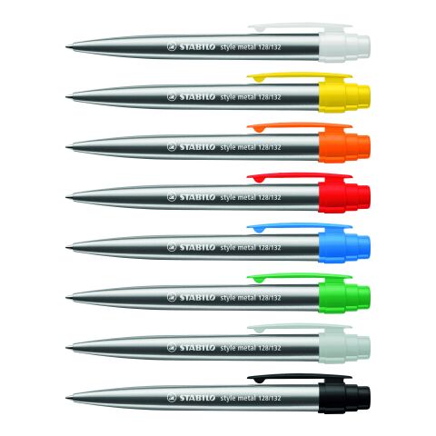 STABILO style metal Kugelschreiber silber/weiß | ohne Werbeanbringung | ohne Werbeanbringung