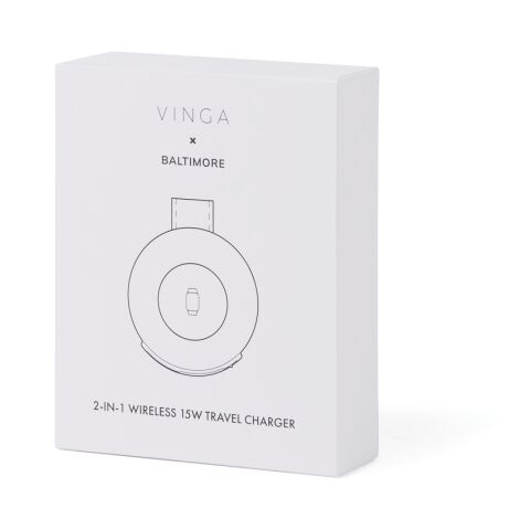VINGA Baltimore 2-in-1 kabelloser 15W RCS Travel Charger greige | ohne Werbeanbringung | Nicht verfügbar | Nicht verfügbar