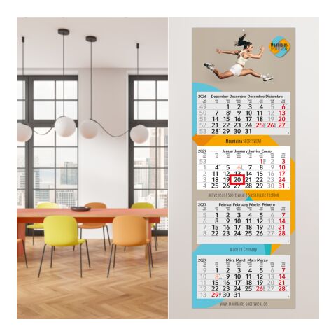 4-Monatskalender Mehrblock Profil 4 EXPRESS Schrift modern Hellgrau | 330 × 900 mm | ohne Werbeanbringung