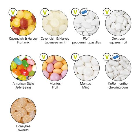Dose quadratisch ohne Werbeanbringung | Mini Bonbons Fruchtmix