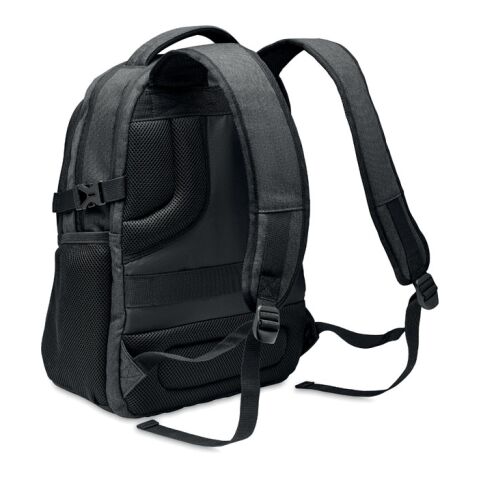 Laptop-Rucksack aus 600D RPET Polyester schwarz | ohne Werbeanbringung | Nicht verfügbar | Nicht verfügbar | Nicht verfügbar