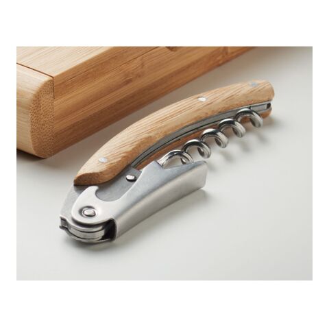 Kellnermesser Edelstahl holzfarben | ohne Werbeanbringung | Nicht verfügbar | Nicht verfügbar