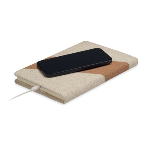 A5-Notizbuch mit 15W-Ladegerät beige | ohne Werbeanbringung | Nicht verfügbar | Nicht verfügbar | Nicht verfügbar