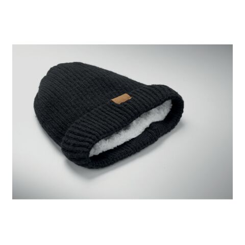 Beanie mit Bündchen schwarz