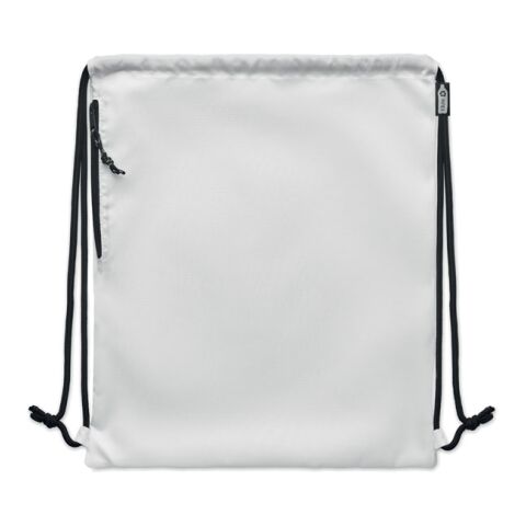 Großer Beutel mit Kordelzug RPET-Polyester weiß | ohne Werbeanbringung | Nicht verfügbar | Nicht verfügbar | Nicht verfügbar