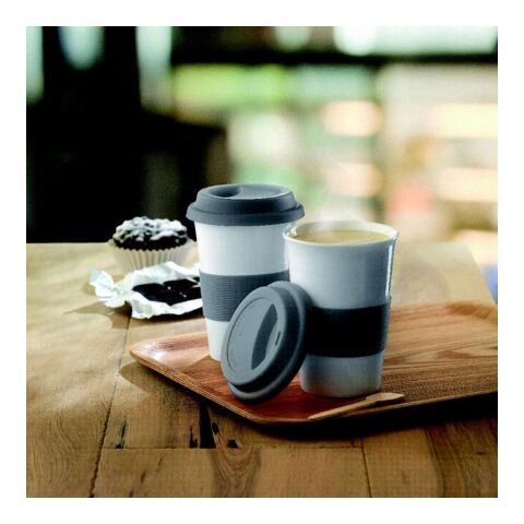 Keramikbecher mit Silikon-Deckel grau | ohne Werbeanbringung | Nicht verfügbar | Nicht verfügbar