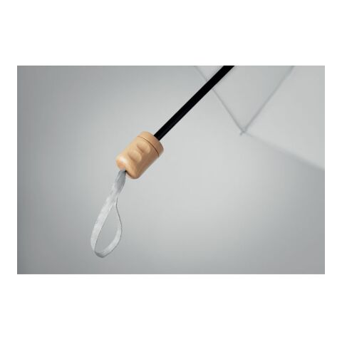 Faltbarer Regenschirm mit Holzgriff weiß | ohne Werbeanbringung | Nicht verfügbar | Nicht verfügbar | Nicht verfügbar