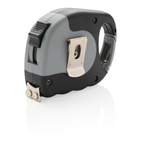 5m/19mm Maßband mit Karabinerhaken grau-schwarz | ohne Werbeanbringung | Nicht verfügbar | Nicht verfügbar