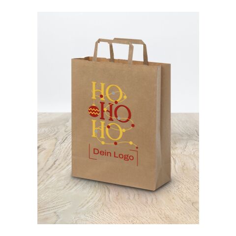 *Christmas* Kraftpapiertasche flacher Henkel Weiß | Zuckerstange | Digitaldruck
