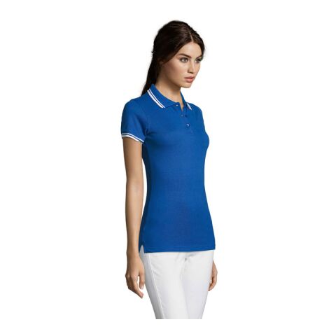 PASADENA Damen Polo 200g Königsblau/Weiß | L | ohne Werbeanbringung | Nicht verfügbar | Nicht verfügbar | Nicht verfügbar