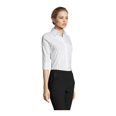 Effect Damen-Stretchbluse weiß | 3XL