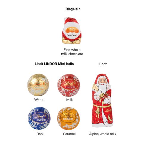 Standbodenbox Weihnachten Lindt 4c Euroskala | 4 Riegelein Weihnachtsmänner