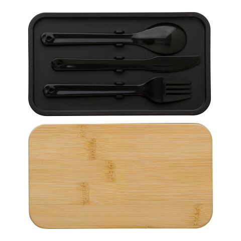 Doppellagige PP-Lunchbox Maxton Schwarz | ohne Werbeanbringung | Nicht verfügbar | Nicht verfügbar