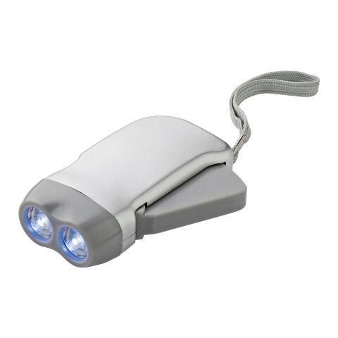 LED-Dynamotaschenlampe 'Mission' aus Kunststoff Silber