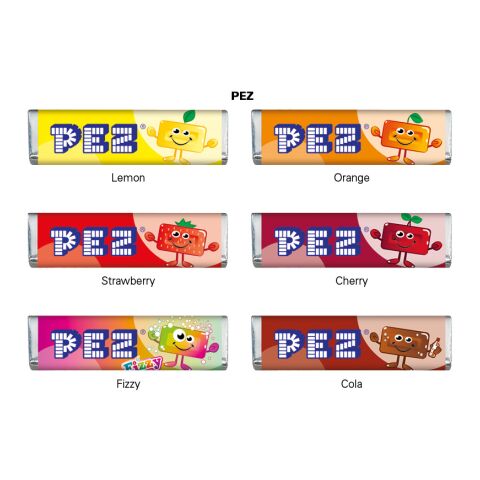 Werbekarte Visitenkartenformat PEZ ohne Werbeanbringung | 1 PEZ Bonbonriegel, Kirsche