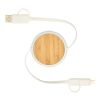 Chechia 100cm 5-in-1 Kabel aus recyceltem Kunststoff, einziehbar, für Datenübertragung und 45W Schnellladung mit Bambusdetails Standard | weiss | ohne Werbeanbringung | Nicht verfügbar | Nicht verfügbar