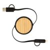 Chechia 100cm 5-in-1 Kabel aus recyceltem Kunststoff, einziehbar, für Datenübertragung und 45W Schnellladung mit Bambusdetails Standard | schwarz | ohne Werbeanbringung | Nicht verfügbar | Nicht verfügbar
