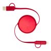 Alasia 100 cm 5-in-1 Kabel aus recyceltem Kunststoff und Aluminium, einziehbar, für Datenübertragung und mit 45W Schnellladung rot