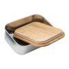 SHINO. Frischhaltebox (800 mL) aus Edelstahl und Deckel aus Bambus Beige | ohne Werbeanbringung