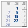 3-Monatskalender Einblatt Logic 3 Post A Design-Kalendarium Blau | 300 × 560 mm | ohne Werbeanbringung