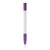 Kugelschreiber Nash Hardcolour mit Gummigriff Weiss-Transparent Violett | 1-farbiger Siebdruck | 90° vom Clip | 33 mm x 25 mm | Nicht verfügbar