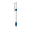 Kugelschreiber S40 Grip hardcolour Weiss-Blau Weiss | 1-farbiger Siebdruck | in Verlängerung vom Clip | 40 mm x 30 mm | Nicht verfügbar