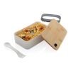 RCS Recycled PP Lunchbox mit Bambusdeckel weiß | ohne Werbeanbringung | Nicht verfügbar | Nicht verfügbar
