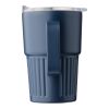 Recycelter Edelstahl-Reisebecher mit doppelter Wand (450 ml) von Calo Blau | ohne Werbeanbringung | Nicht verfügbar | Nicht verfügbar