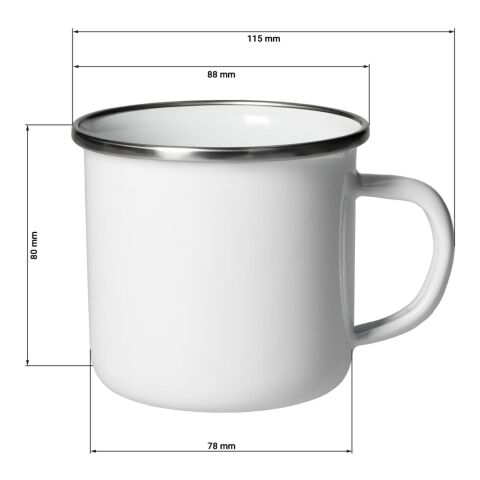 Emaille-Becher "Cozy" 300 ml, Subli weiß | ohne Werbeanbringung | Nicht verfügbar | Nicht verfügbar