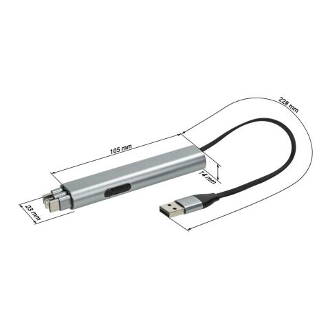 Ladekabel "Connect", 4 in 1 silber | ohne Werbeanbringung | Nicht verfügbar | Nicht verfügbar