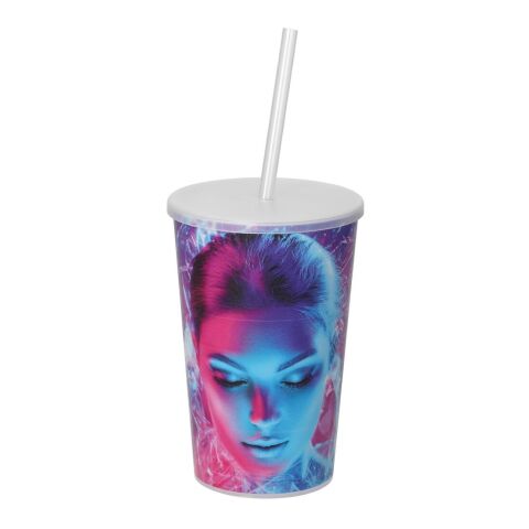 Trinkbecher "Vital", 500 ml mit Deckel und Strohhalm transparent-milchig