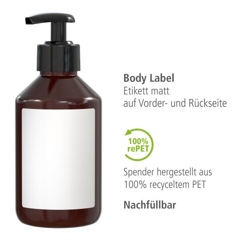 250 ml Spender - Duschgel Rosmarin-Ingwer - Body Label Braun | ohne Werbeanbringung