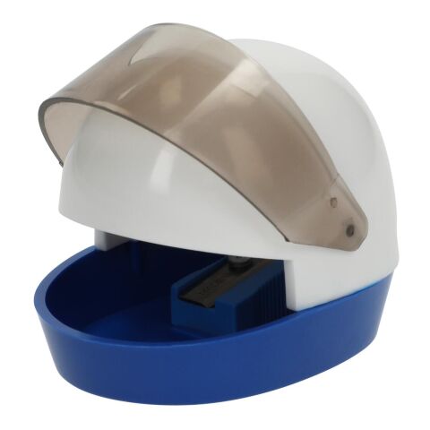 Bleistiftspitzer &quot;Helm&quot; weiß | 1-farbiger Tampondruck | seitlich am unteren Rand | 20 mm x 7 mm