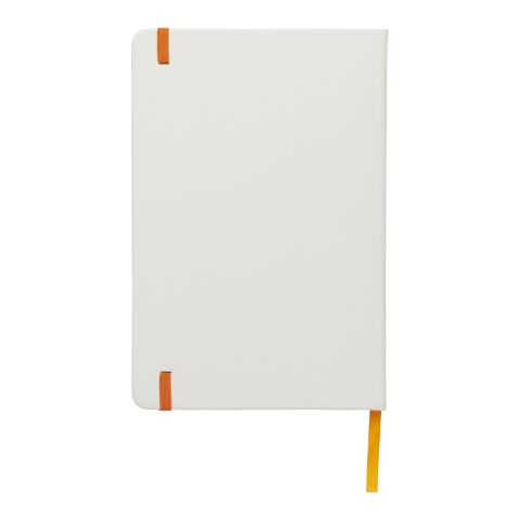 Spectrum weißes A5 Notizbuch mit farbigem Gummiband Standard | transparent-orange | ohne Werbeanbringung | Nicht verfügbar | Nicht verfügbar | Nicht verfügbar