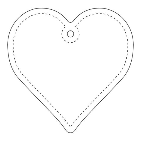 RFX™ Reflektierender PVC-Aufhänger Herz weiß | 1-farbiger Siebdruck | Vorderseite | 63 mm x 62 mm