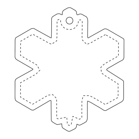 RFX™ Reflektierender PVC-Aufhänger Schneeflocke weiß | 1-farbiger Siebdruck | Rückseite | 53 mm x 61 mm