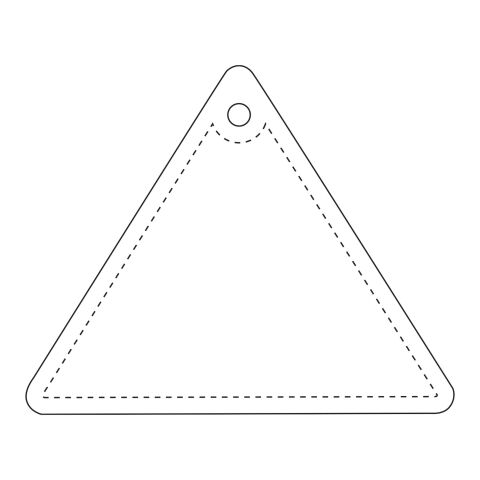 RFX™ Dreieckiger reflektierender PVC-Aufhänger weiß | 1-farbiger Siebdruck | Vorderseite | 71 mm x 56 mm