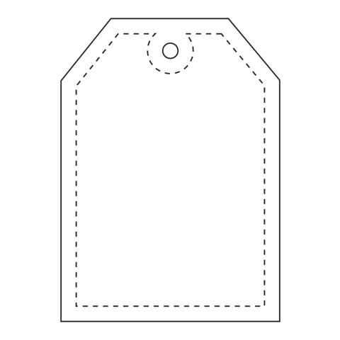 RFX™ Reflektierender Tag-PVC-Aufhänger weiß | 1-farbiger Siebdruck | Vorderseite | 37 mm x 54 mm