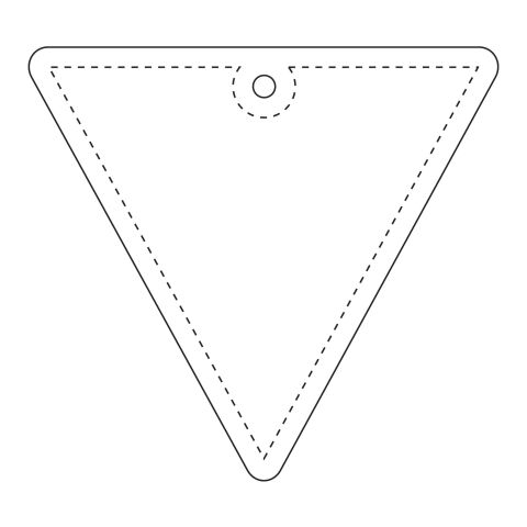 RFX™ reflektierender PVC-Aufhänger Dreieck weiß | 1-farbiger Siebdruck | Vorderseite | 64 mm x 59 mm