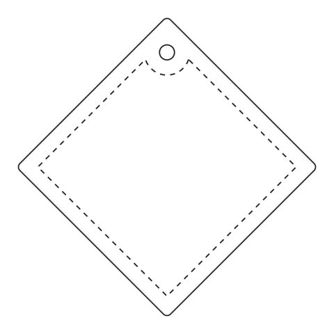 RFX™ Diamant reflektierender PVC-Aufhänger groß weiß | 1-farbiger Siebdruck | Rückseite | 36 mm x 36 mm
