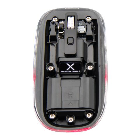 SCX.design O24 transparente wireless multimode 2.4 Ghz Bluetooth® Maus mit Leuchtlogo Weiß | ohne Werbeanbringung | Nicht verfügbar | Nicht verfügbar