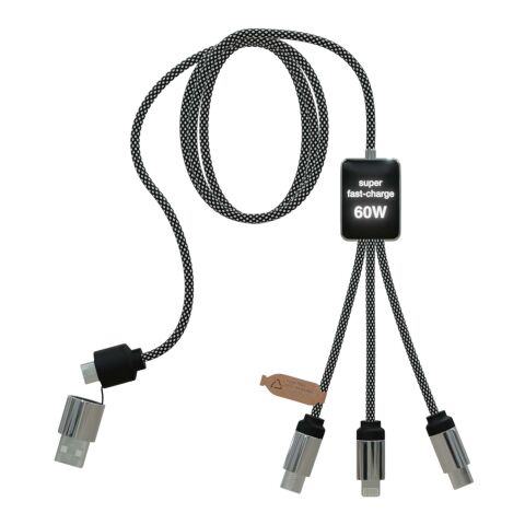 SCX.design C33 60W Typ C Ladekabel mit doppeltem Leuchtlogo  heather schwarz | ohne Werbeanbringung | Nicht verfügbar | Nicht verfügbar