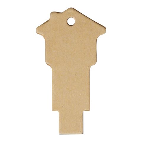 Haus USB-Stick 2.0 aus recyceltem Papier Kraftpapier | 1 GB | 1-farbiger Tampondruck | Vorderseite | 36 mm x 14 mm