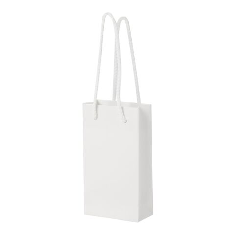 Handgefertigte 170 g/m² Integra-Papiertüte mit Kordelgriffen – klein weiß | 1-farbiger Lithografie | Gehäuse | 95 mm x 170 mm